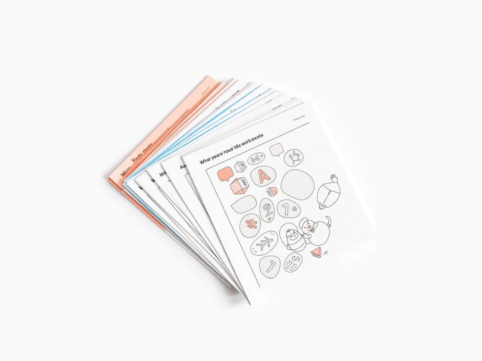 Printable kids worksheets fanned out